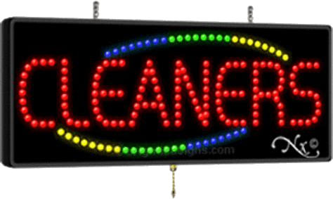 Neon sign, saying 'Cleaners'